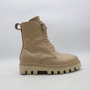 KOIO Logo Cortina Leather Moto Boots in Sandalwood Women's Size EU 37 Lace Up